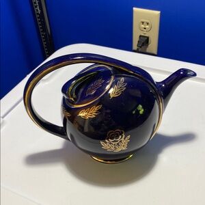 Hall Royal Blue Teapot with Gold Leaf Design